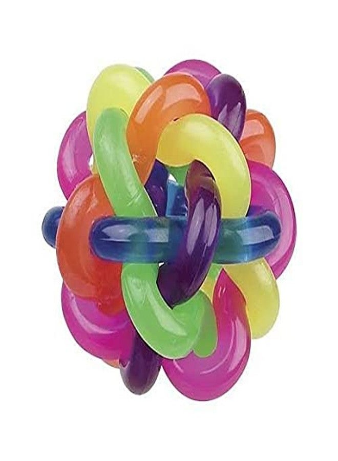 Pet Guard Rubber and Latex Squeaky Rainbow Woven Balls with Inner Bell Toys for Puppy and Kitten (Small) - Image 3